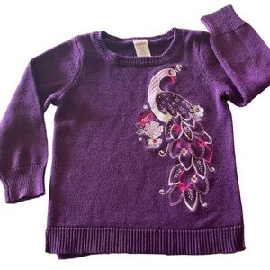 Gymboree Purple Kids Sweater with Peacock Design